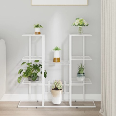 vidaXL Soporte para flores de hierro blanco 94,5x25x89 cm