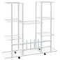 vidaXL Soporte para flores con ruedas hierro blanco 94,5x24,5x91,5 cm vidaXL Soporte para flores con ruedas hierro blanco 94,5x24,5x91,5 cm