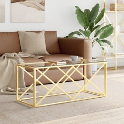vidaXL Mesa de centro acero inoxidable y vidrio 110x45x45 cm