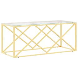 vidaXL Mesa de centro acero inoxidable y vidrio 110x45x45 cm