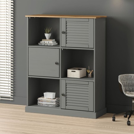vidaXL Librería VIGO madera maciza de pino gris 90x35x114,5 cm