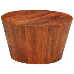 vidaXL Mesa de centro de madera maciza de mango rugosa Ø 52x30 cm