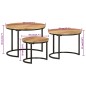 vidaXL Mesas apilables 3 piezas madera maciza de mango rugosa