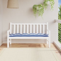 vidaXL Cojín banco jardín tela Oxford a rayas azul y blanco 150x50x7cm