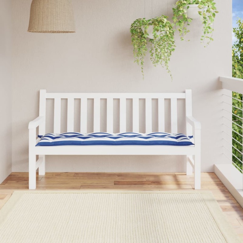 vidaXL Cojín banco jardín tela Oxford a rayas azul y blanco 150x50x7cm vidaXL Cojín banco jardín tela Oxford a rayas azul y blanco 150x50x7cm