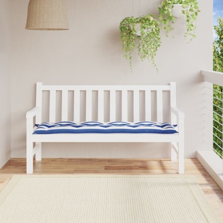 vidaXL Cojín banco jardín tela Oxford a rayas azul y blanco 150x50x7cm