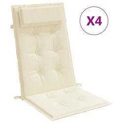 vidaXL Cojines de silla respaldo alto 4 uds tela Oxford color crema
