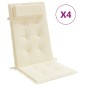 vidaXL Cojines de silla respaldo alto 4 uds tela Oxford color crema
