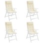 vidaXL Cojines de silla respaldo alto 4 uds tela Oxford color crema