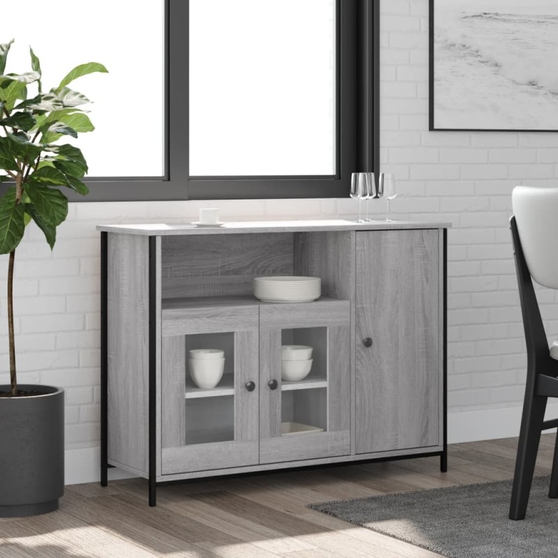 vidaXL Aparador madera de ingeniería gris Sonoma 100x35x75 cm vidaXL Aparador madera de ingeniería gris Sonoma 100x35x75 cm