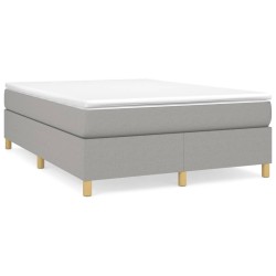 vidaXL Estructura de cama box spring tela gris claro 140x190 cm