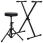 vidaXL Set de soporte para teclado y taburete negro