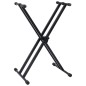 vidaXL Set de soporte para teclado con doble refuerzo y taburete negro vidaXL Set de soporte para teclado con doble refuerzo y taburete negro