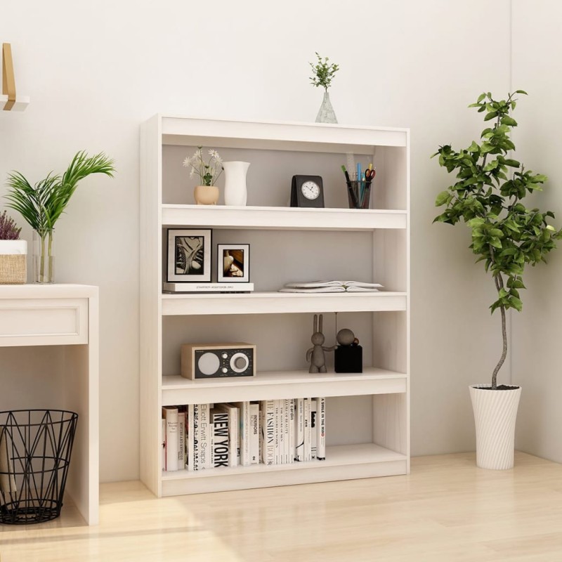 vidaXL Estantería divisor de espacios pino blanco 100x30x135,5 cm vidaXL Estantería divisor de espacios pino blanco 100x30x135,5 cm