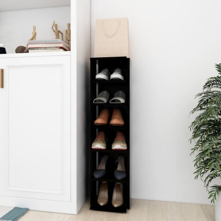 vidaXL Mueble zapatero madera contrachapada negro 27,5x27x102 cm