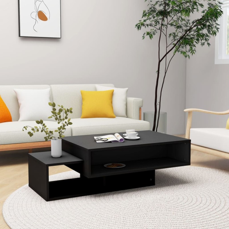 vidaXL Mesa de centro madera ingeniería negra 105x55x32 cm