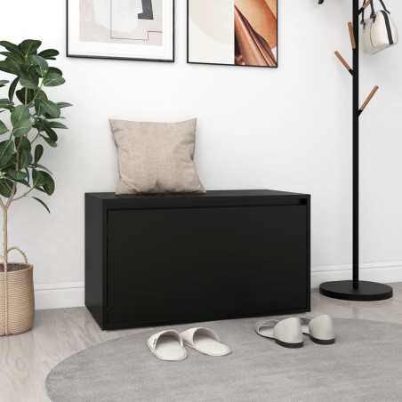vidaXL Banco de pasillo de madera de ingeniería negro 80x40x45 cm