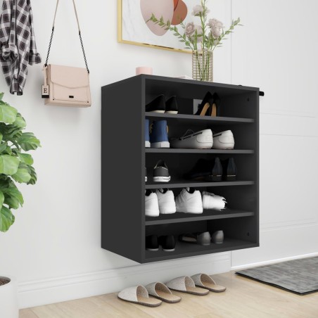 vidaXL Mueble zapatero de madera contrachapada negro 60x35x70 cm