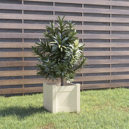 vidaXL Jardinera de madera maciza de pino blanco 31x31x31 cm 