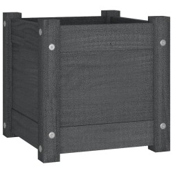 vidaXL Jardinera de madera maciza de pino gris 31x31x31 cm 