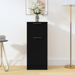 vidaXL Aparador de madera contrachapada negro 30x30x70 cm