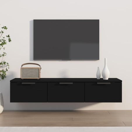 vidaXL Armario de pared madera contrachapada negro 102x30x20 cm