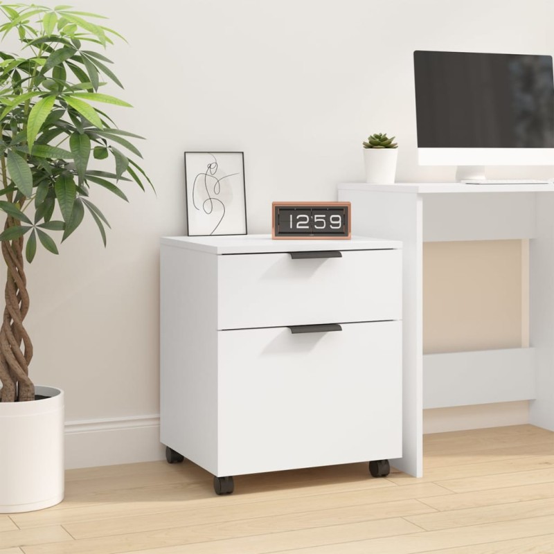 vidaXL Archivador con ruedas madera contrachapada blanco 45x38x54 cm vidaXL Archivador con ruedas madera contrachapada blanco 45x38x54 cm
