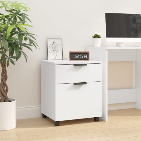 vidaXL Archivador con ruedas madera contrachapada blanco 45x38x54 cm