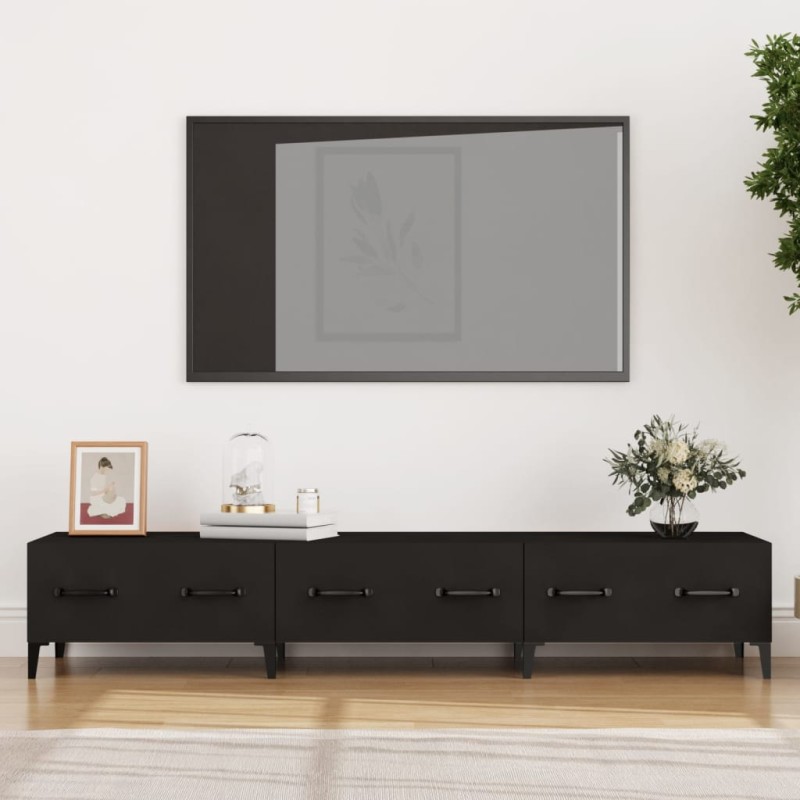 vidaXL Mueble de TV madera contrachapada negro 150x34,5x30 cm vidaXL Mueble de TV madera contrachapada negro 150x34,5x30 cm