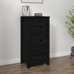 vidaXL Aparador de madera maciza de pino negro 40x35x80 cm