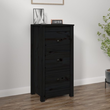 vidaXL Aparador de madera maciza de pino negro 40x35x80 cm