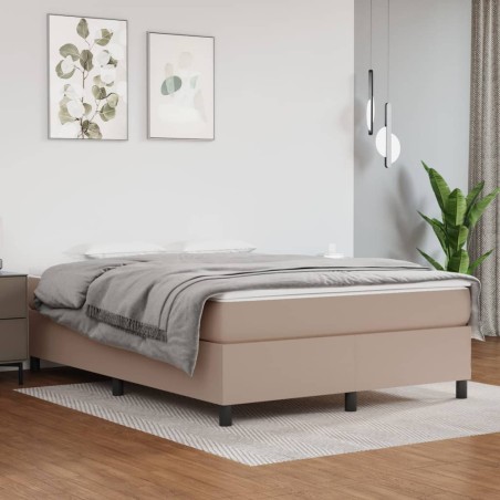 vidaXL Estructura cama box spring cuero sintético capuchino 140x200 cm