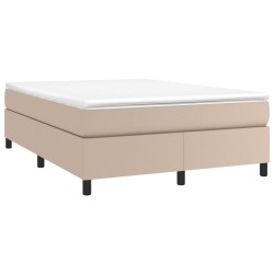 vidaXL Estructura cama box spring cuero sintético capuchino 140x200 cm
