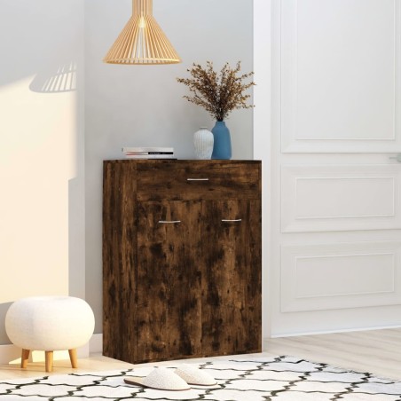 vidaXL Mueble zapatero madera contrachapada roble ahumado 60x35x84 cm