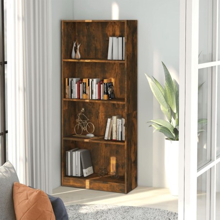 vidaXL Estantería 4 niveles madera color roble ahumado 60x24x142 cm