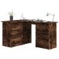 vidaXL Escritorio de esquina contrachapada roble ahumado 145x100x76cm vidaXL Escritorio de esquina contrachapada roble ahumado 145x100x76cm
