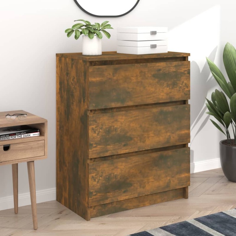 vidaXL Aparador madera contrachapada color roble ahumado 60x35x76 cm