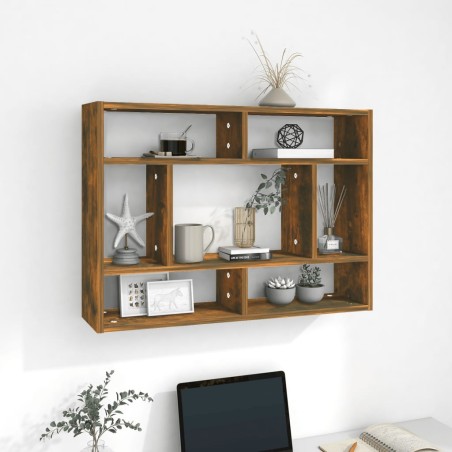 vidaXL Estantería de pared contrachapada roble ahumado 75x16x55 cm