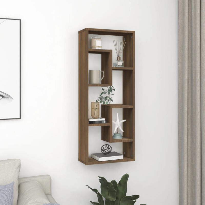 vidaXL Estantería pared madera contrachapada marrón roble 36x16x90 cm vidaXL Estantería pared madera contrachapada marrón roble 36x16x90 cm