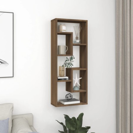 vidaXL Estantería pared madera contrachapada marrón roble 36x16x90 cm