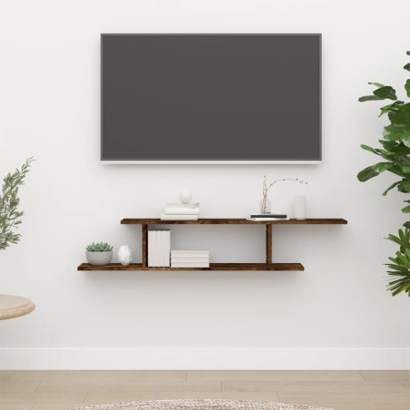 vidaXL Estante de pared TV contrachapado roble ahumado 125x18x23 cm