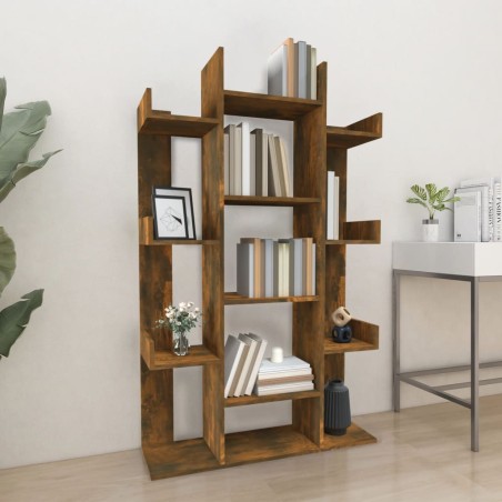 vidaXL Estantería de madera contrachapada roble ahumado 86x25,5x140 cm