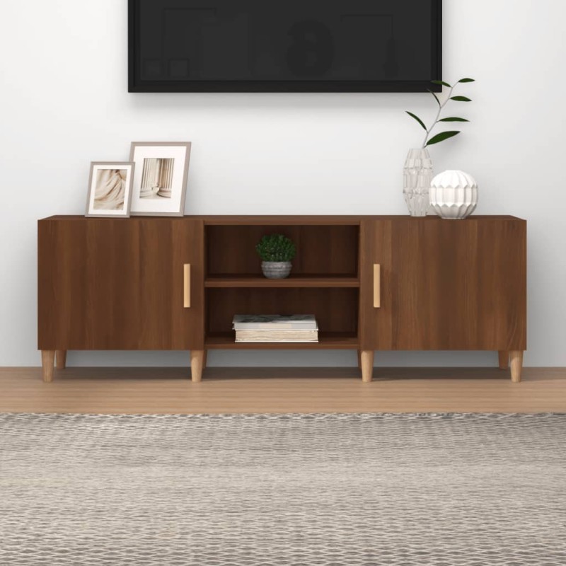 vidaXL Mueble de TV madera contrachapada marrón roble 150x30x50 cm vidaXL Mueble de TV madera contrachapada marrón roble 150x30x50 cm