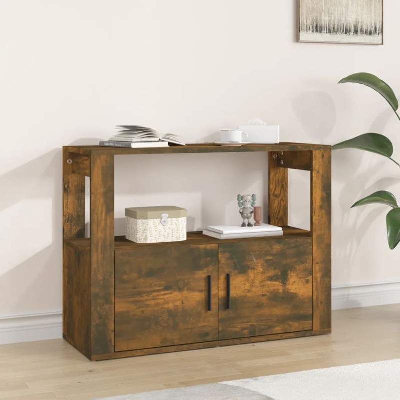 vidaXL Aparador madera contrachapada color roble ahumado 80x30x60 cm vidaXL Aparador madera contrachapada color roble ahumado 80x30x60 cm