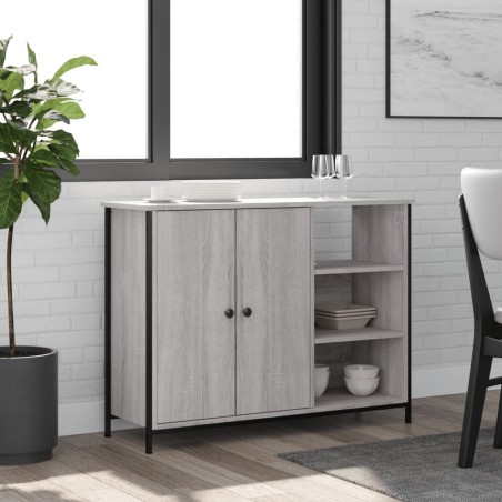 vidaXL Aparador de madera de ingeniería gris Sonoma 100x33x75 cm