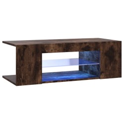 vidaXL Mueble de TV con luces LED color roble ahumado 90x39x30 cm