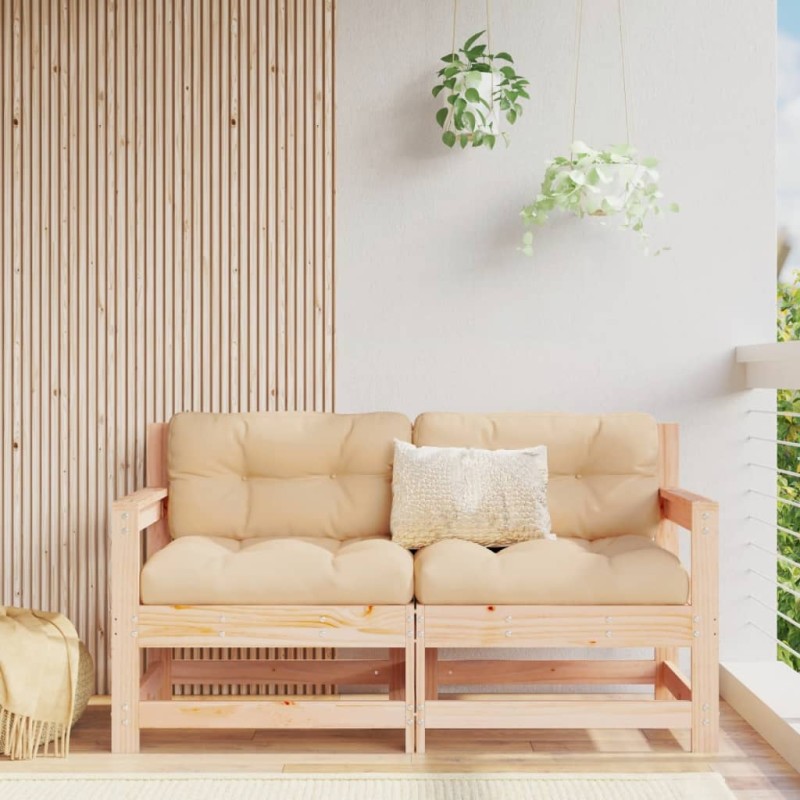 vidaXL Sillones de jardín con cojines 2 uds madera maciza de pino vidaXL Sillones de jardín con cojines 2 uds madera maciza de pino