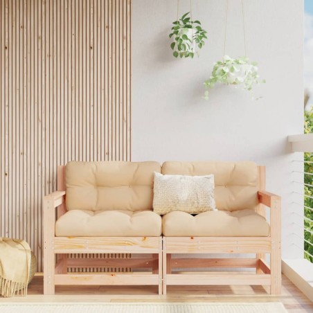 vidaXL Sillones de jardín con cojines 2 uds madera maciza de pino