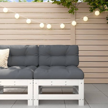 vidaXL Sofá central con cojines madera maciza de pino blanco