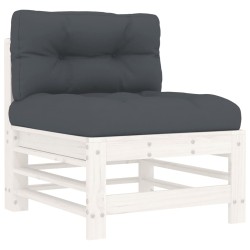 vidaXL Sofá central con cojines madera maciza de pino blanco